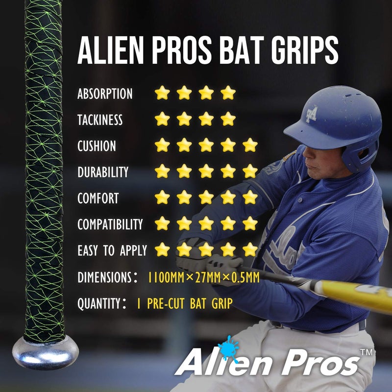 ALIEN PROS Bat Grip Tape 0.5MM for Baseball and Softball 0.5MM â€“ Non-Slip Easy to Install Bat Tape â€“ Perfect Baseball bat Grip for Aluminum or Wood bat Grip (1-Pack, Cubic) - Image 5